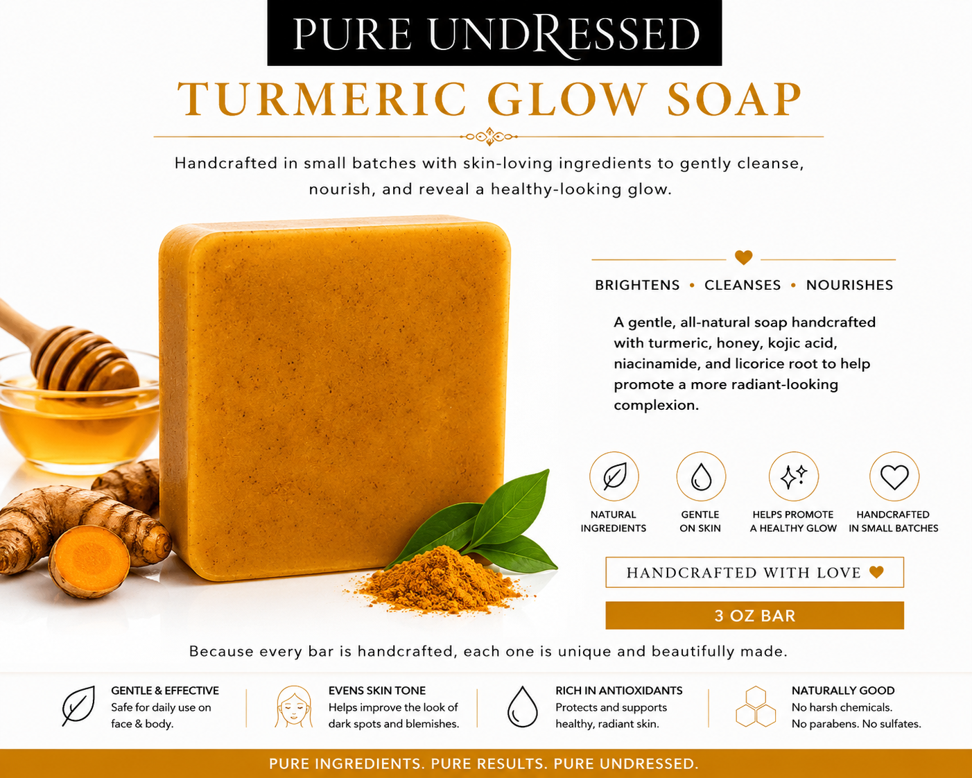 Sunday Pure Undressed ORIGINAL TURMERIC DARK SPOT GLOW SOAP